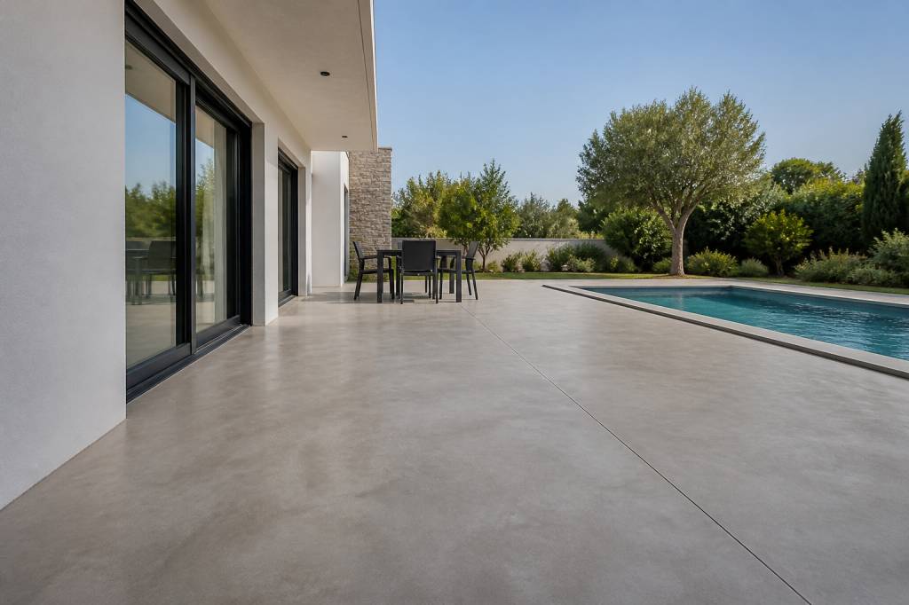 Béton ciré en extérieur : avantages, pose et résistance aux intempéries